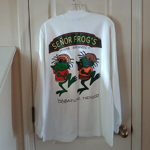 VTG Single Stitch Señor Frogs Long Sleeve Rastafrog Maritain Mexico Shirt XL